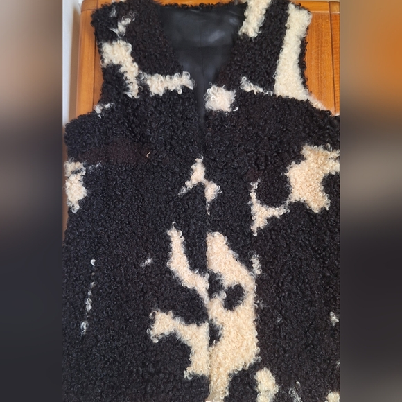 Vintage Persian lamb vest curly Karakul fur shearling furry cow print cowboy - Picture 3 of 11